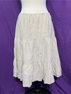Vintage Y2K in the wash Cream Tiered Linen Maxi Skirt. Size 6.